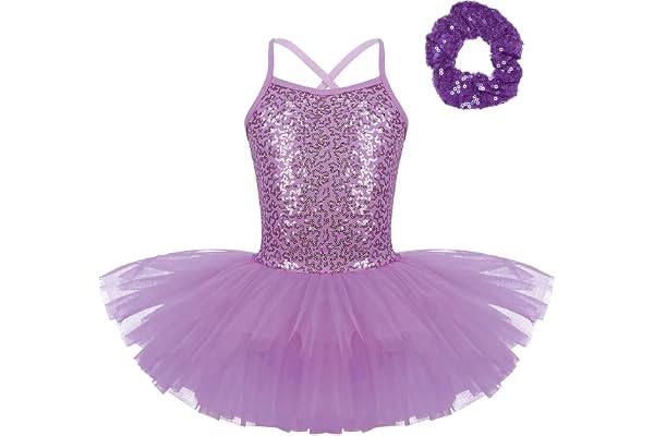 YiZYiF Enfant Fille Justaucorps Gymnastique Danse Classique Robe Danse Ballet Latine Jazz Tutu Robe Patinage à Paillettes Soirée Carnaval Bodysuit 2-12 Ans