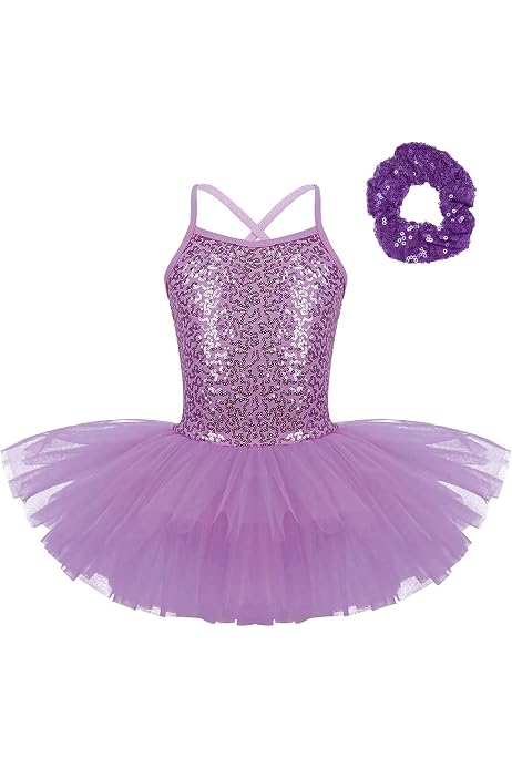 Sparkly Sequins Ballet Tutu Dress For Girls - Dance Leotard For Ballet, Jazz & Performance