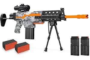 FOMASS Pistolet électrique pour Enfants, 3 Modes automatiques Toy Foam Blaster avec Scope, 2 Magazines 100 fléchettes, Fusil de Sniper électrique pour Enfants à partir de 6, 7, 8, 9, 10 Ans
