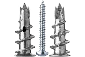 YIWONFU 20 Piezas Tacos Pladur, Tacos Autorroscantes Metalico para Pladur Sin Taladrado, Tacos para Cartón Yeso Autoperforantes con Tornillos para Fijar Lámparas, Cuadros, Muebles de Televisión