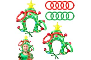 BUKBAS Weihnachten Aufblasbares Ringwurfspiel, Aufblasbares Weihnachtsring-Spiel Hüte für Festlicher, Weihnachten Interaktive Aktivität, Party Spielzeug, Erwachsene, Familie, Innen Außenbereich