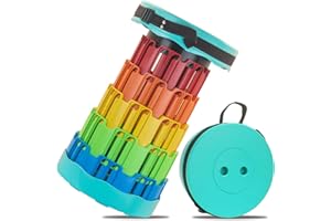 FANSBEN Portable Folding Telescopic Stool, Collapsible Stool Heavy Duty, Folding Stools for Adults Camping, for Fishing Hiking BBQ Outdoors Indoors (Rainbow Green)