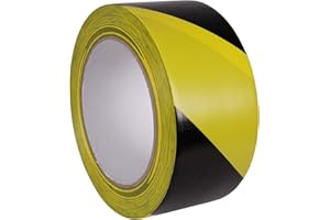 RGB Networks Ltd Warning Hazard Safety Tape 33m x 50mm (2") - Adhesive Sticky Yellow Black Diagonal Rubber Resin