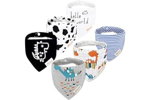 Minizone Baby Bandana Dribble Bibs 6PCS, Super Soft and Absorbent Pure Cotton Drool Bibs for Drooling and Teething for Boys Girls