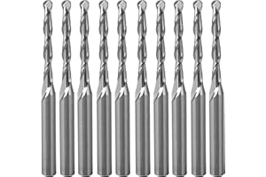 TIMELEE Carbide CNC Router Bits Ball Nose End Mill, 2 Flutes Spiral Milling Cutter Tools with 1/8 inch Shank High Speed Spiral CNC Bits for Engraving Milling 3D Sculpturing Roughing Acrylic Wood PVC Aluminum