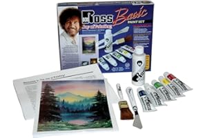 MARTIN F. WEBER Bob Ross Basic Oil Colour Paint Set for Starters - Includes Landscape Brush, Detail Painting Knife and Instructions