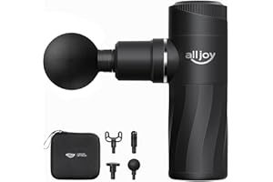 ALLJOY Mini pistolet do masażu, 3200 obr./min, przenośny mini pistolet do masażu mięśni z 4 głowicami do masażu, 4 stopnie, ultra cichy pistolet do masażu karku, pleców, ramion, prezent do relaksu