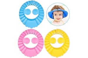 Chapeau Douche Bébé, PAMIYO 3 pcs Réglable Visière Bonnets de Bain Pour Enfants Protection des Yeux et Visage de Shampooing