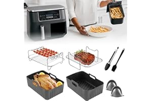 Air Fryer Accessories, CINEMON Set of 8 for Ninja Air Fryer Accessories AF300UK AF400UK AF451UK /Tower T17088, Reusable Ninja Dual Air Fryer Food Grade Accessories,Compatible with Oven, Microwave ect