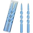 FCMSHAMD Handmade Spiral Taper Candles - 25cm Dripless Twisted Candle Sticks for Wedding Dinner Party Decoration - Set of 2 (Blue)