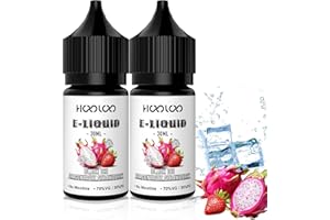 HOOLOO Vape Liquid No Nicotine, 2 Packs 30ml Fruit Flavours Vape Juice Shortfill, Made in USA, E Liquid for Vape Electronic Cigarettes Starter Kits (Black Ice Dragonfruit Strawberry)