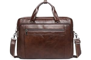 BAIGIO Herren Aktentasche Leder Laptoptasche Business Handtasche Arbeitstasche Groß Umhängetasche Ledertasche Männer Businesstasche Schultertasche Klassische Messenger Tasche 15,6 Zoll Laptop, Braun
