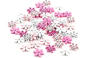 Logbuch-Verlag 54 fiori legno rosa fucsia bianco shabby chic fiore decorazione tavolo festa matrimonio naturale decorare bricolage fai da te