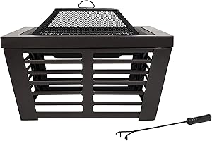 La Hacienda Elda Large Bowl Fire Pit with BBQ Grill - Outdoor Patio Heater Firepit XL 75cm, Black