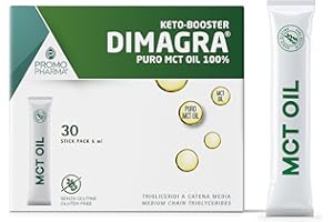 PROMOPHARMA Dimagra MCT Oil 100% - MCT Puri al 100% da Olio di Cocco Vergine per Dieta Chetogenica - Acidi Grassi a Catena Media per Energia Rapida e Metabolismo - 30 stick da 5 ml