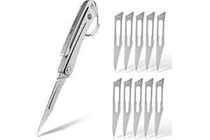 KeyUnity KK07 Mini bisturi in titanio con lame sostituibili n. 11, coltello pieghevole multiuso EDC con clip da tasca, per caccia all'aperto, campeggio, pesca, escursionismo