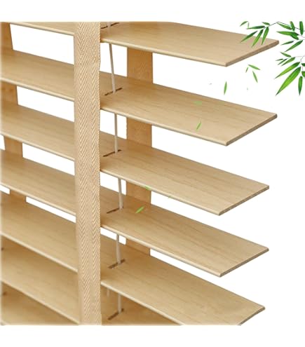 Store Bois Store Vénitien Bois 50mm - Sur Mesure (25-160cm X 60-280cm) - Occultant - Naturel Stores Vénitiens Brico Dépôt