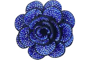 IMINI Rhinestone Rose Flower Fabric Brooch UK - 7cm Crystal Camellia Floral Lapel Pin, Luxury Wedding Corsage Jewellery Gift for Women Her, Fashion Boutonniere Dress Accessories