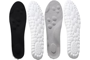 FIVEMILEBRO 2 Paar Memory Foam Einlegesohlen für Herren Damen, Komfort Sport Einlegesohlen Schuhe Sohlen Einlagen für Alltag und Beruf, Ideal für Wandern, Laufen, Fitnes (45-46, Schwarz+Grau)