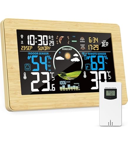 WS6780 2 in 1 radiogestuurde klok en radiografisch weerstation in één, binnen  en buitentemperatuur, vochtigheid, luchtdruk, tot 3 zenders (één zender inbegrepen