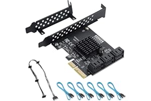 YABOANG PCIE 4X SATA Converter Card 6 Ports, 6Gb/s SATA Controller PCIE 3.0 Expansion Card, Boot as System Disk, Support 6 SATA 3.0 Devices, with 6 SATA Cables and Low Profile Bracket (ASM1166)