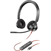 Poly Blackwire 3320 Kablolu Kulaklık - Esnek Mikrofon Kolu - Hi-Fi Stereo - USB-C veya USB-A &uuml;zerinden PC/Mac ile Bağlantı - 