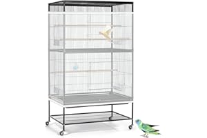 ASOCEA Großer Vogelkäfig-Samenkäfig Vogelkäfigabdeckung Verstellbarer Vogelkäfig Nylon Maschennetz Papageienkäfig Weiche luftige Schutzhülle für Runde Quadratische Käfige(Weiß, 118x31.5in/300x80cm)