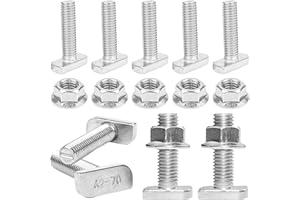 OUZIONZ Packung mit 20 Hammerkopfschrauben M8 x 20 Edelstahl A2-70 mit Verriegelungszahumuttern für Gewächshaus,Photovoltaik-Aluminiumprofil,Solarpanel-Halter ung Usw