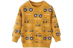 Little Hand Boys Sweatshirt Dinosaur Jumper Crew-neck Long Sleeve Top Shirt Toddler Cotton Casual Pullover Kids Clothes Age 1-7 Years
