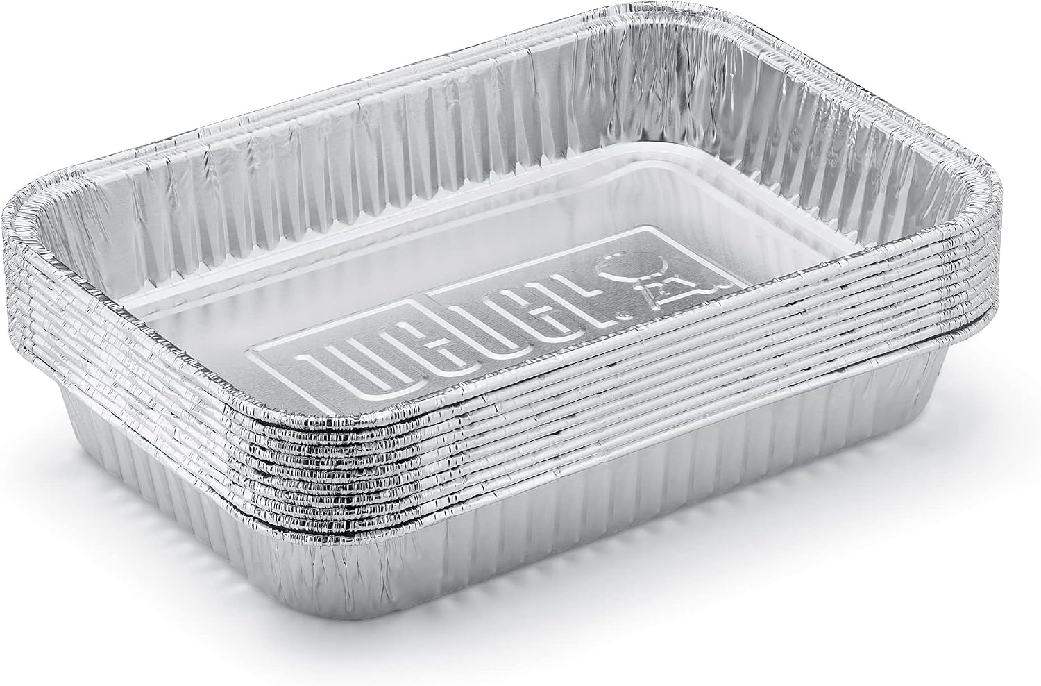 Weber Aluminum Drip Pans, Small (22 x 15.3 x 3.6) 10 Pieces, Perfectly Fitting for The Q, Pulse, Lumin, Traveler, Genesis, Genesis II/LX 200 & 300 Series, Grease Collection Pans - Silver (6415)
