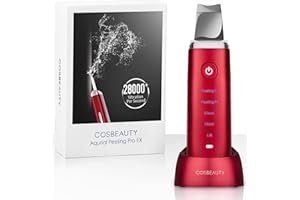 COSBEAUTY Spatola Ultrasuoni, Skin Scrubber,pulizia viso,esfoliazione,punti neri rimozione,skincare, Impermeabile IPX6, Ricaricabile Wireless, scrub viso,peeling viso per donna/uomo,4 modalità, Rosso
