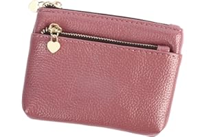 APRADAS Women Mini Coin Purse Soft Leather Small Wallet Stylish Zipper Pocket Wallet Card Holder for Man Women Pink