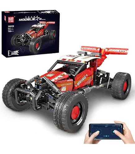 Mould King 18001 Technologie Voiture de Course Tout-Terrain, 394 pièces avec 3 Moteurs, Bloc de Construction de modèle The Mechanical Group Series pour véhicules Tout-Terrain extrêmes, kit de