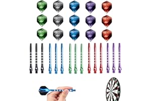 Bansusu 30Pcs Dart flights and Stems Sets Durable Metal Dart Stems Color Darts Flights and Stems Pack Increase Speed and Reduce Drag for Indoor Dart Games