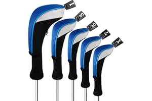 Andux Golfschlgerhauben aus Holz, 460 cc, mit langem Hals und austauschbaren Nummernschildern, 5 Stck