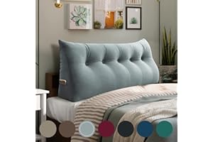 ‎BNCKTRD BNCKTRD Keilförmiger Kopfkissen Schlafzimmer Lesekissen Rückenstütze beim Sitzen im Bett Ergonomisches Lumbarkissen Körperpositionierung Bettkissen Samt Bezug 160CM Grau