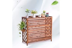 HRXQ Support De Fleur Extérieur, Support De Climatiseur En Bois, Couverture De Climatiseur En Bois, Clôtures D'écran De Confidentialité, Carbonisé, Facile À Installer (Size : 115×54×95cm)