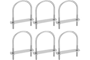 JTTXIU 6 Pezzi Bulloni a U Quadrato M6, Bullone a U in Acciaio Inox, Bullone Quadrato con Piastra del Telaio e Rondelle, per Tubo Dell'Acqua Fisso, Tubo, Barche (Arrotondato 110x60mm)