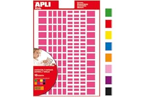 APLI Kids 119221 - Pochette de gommettes rectangles - 1440 gommettes rectangulaires pour des activités éducatives et ludiques - 8 couleurs