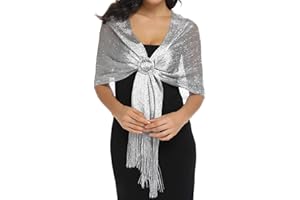 BABAHU Sparkling Metallic Shawls and Wraps with Buckle for Evening Party Dresses Wedding Party