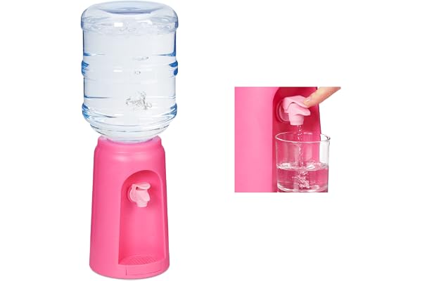 Relaxdays, Distributeur d’Eau avec réservoir et Robinet, Fontaine de Bureau, 4,5 l Plastique, H x D: 47,5 x 17 cm, Rose