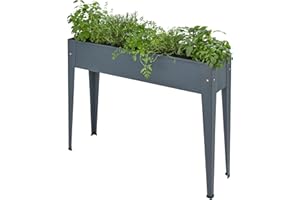 TecTake Maceta rectangular 800782, accesorio de jardín, cultivo de plantas, verduras, flores, estructura de acero, impermeable, terraza, patio, balcón, gris
