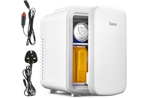 REEMIX Mini Fridge 4 Litre, 6 Can Portable AC+DC Power Cooler & Warmer, Portable Small Fridge for Bedrooms, Cars, Offices; Skincare, Makeup, Cosmetics, Food (Pearlescent White, 4L)