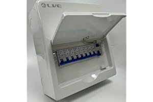 TEW LIVE 8 Way Metal Consumer Unit, 10 Module, 63A 30mA RCD, 2x6A, 2x16A, 1X20A 2x32A, 1X40A MCBs