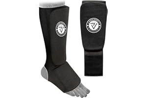 VADER SPORTS EST.2001 WITH YOU ALL THE WAY VADER Elasticated Shin Instep Pads Kickboxing MMA Muay Thai Shin Guards Protective Leg Foot Pad for Karate Taekwondo Martial Arts Training Sparring Boxing Shin Guard Kids/Adults