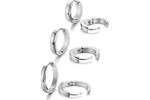 FIOROYAL 3Paar Edelstahl Ohrringe Herren Damen Creolen Huggie Ohr Piercings Hypoallergen Ohrringe Männer Silber Gold 12/16/20mm