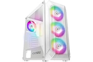 ‎EMPIRE GAMING EMPIRE GAMING - Obudowa PC do gier Ruby - ARGB Mid-Tower ATX, MATX, ITX - Frontal Mesh - Panel boczny ze szkła akrylowego -4 wentylatory 3 piny 5 V LED RGB Adresowalna 120 mm - MB Sync - Biały
