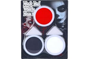 SOMGKINE Czarny + biały + czerwona farba do twarzy i ciała, na Halloween, biało-czarno-czerwona, zestaw do makijażu twarzy i ciała, Cosplay SFX zestaw do makijażu na Halloween, szkielet, czaszka, klaun, wampir