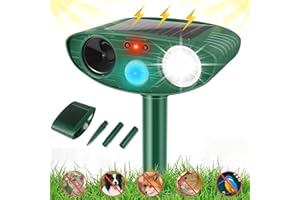 Joomouney Cat Repellent Garden, Ultrasonic Cat Deterrent Solar Animal Scarer Solar Cat Deterrent with PIR Sensor & Flash, IPX4 Waterproof Outdoor Pest Repellent for Garden Lawn Yard,Green