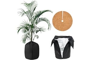 Kunaxku Thermo Topfschutz 50x45cm, Mit Filz Kokosscheibe Ø 43cm, Thermo Topfschutz für Pflanzen, Topfschutz Pflanzen Winter, mit Zugband & Reißverschluss, Pflanzenschutzsack für Palmen Balkonpflanzen